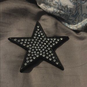 Black Star Belt Buckle with Silver Rhinestones